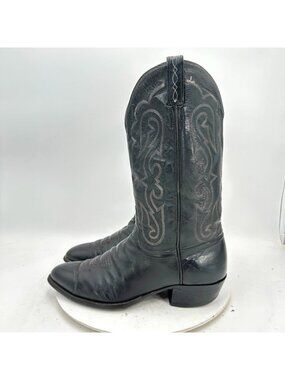 Kenny Rogers Men Size 12D Black Leather Pull On Western Cowboy Boot
